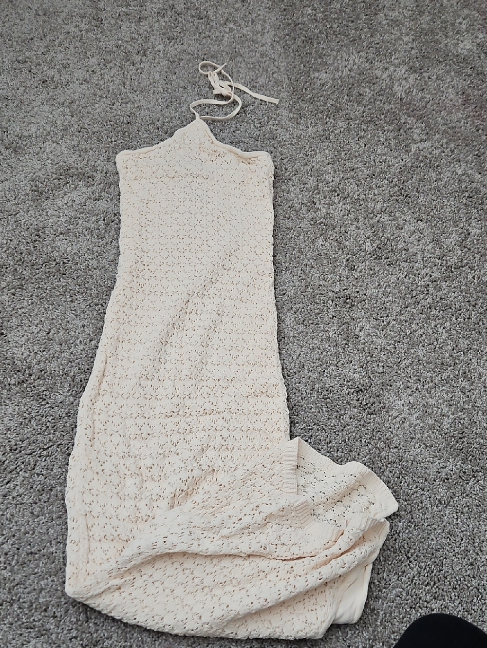Cream Crochet Halter Maxi Dress